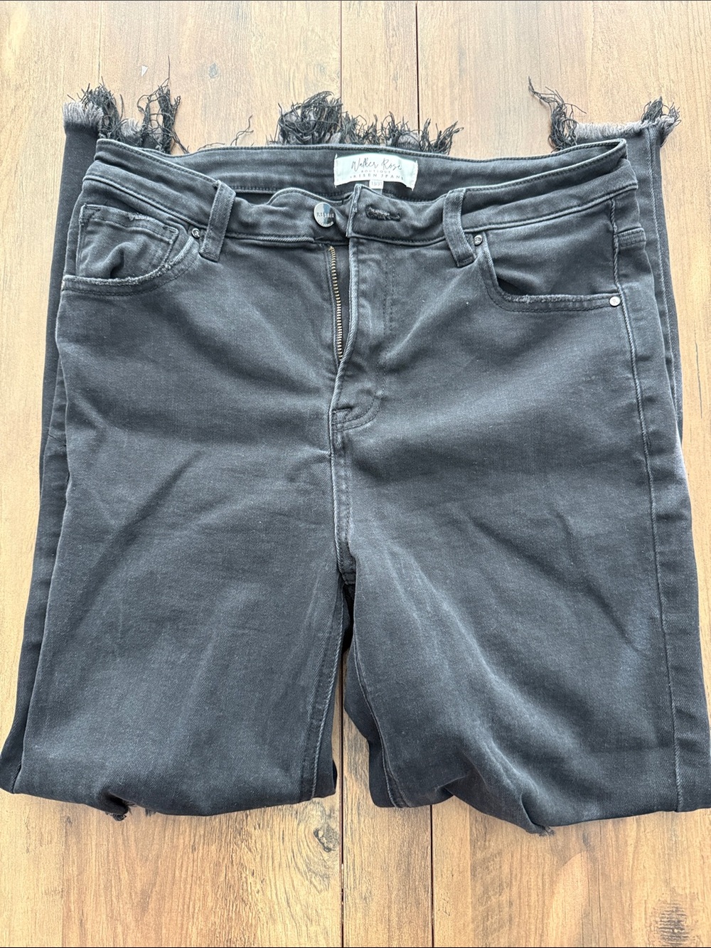 Women’s Cropped Black Ankle Jeans - White Fox